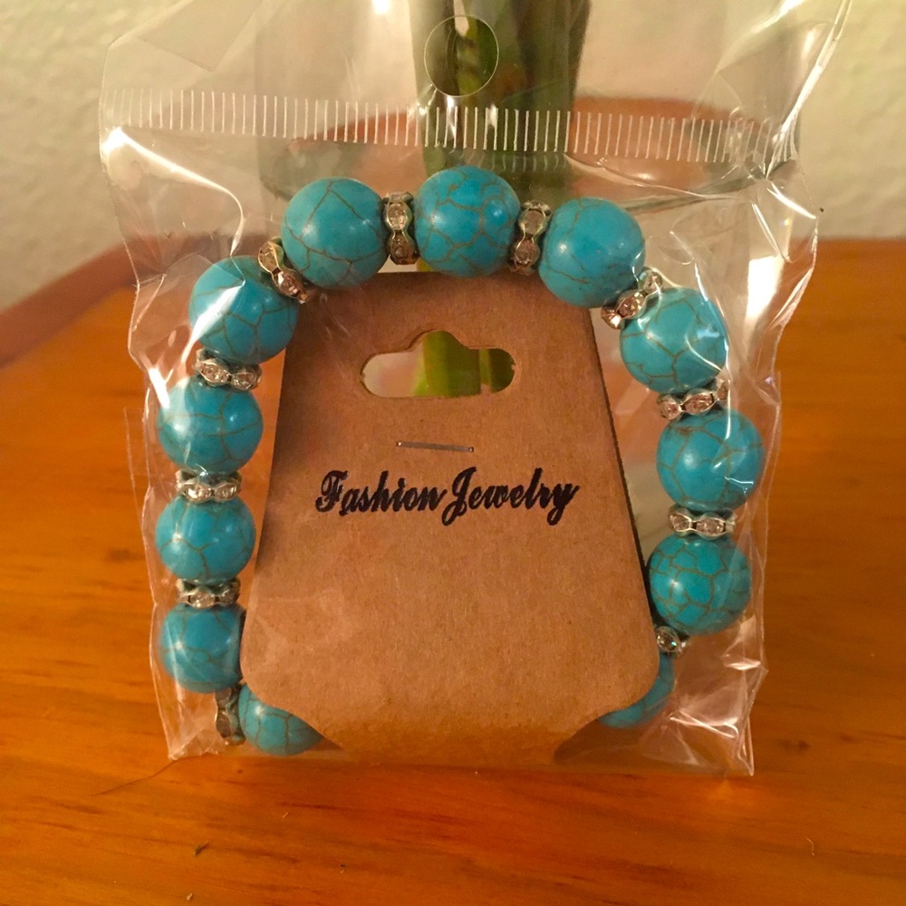 Blue Rhinestone Bezel Bracelet